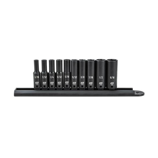 Gearwrench, jeu de 10 douilles à chocs profondes SAE à 6 pans, entraînement 1/4"