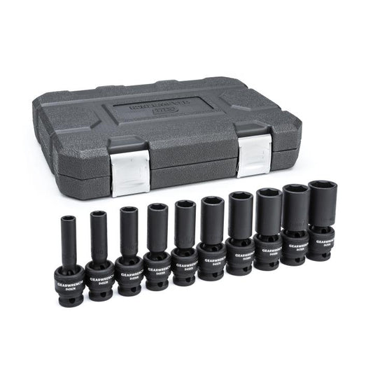 Gearwrench, jeu de 10 douilles à chocs universelles profondes SAE à 6 pans, entraînement 1/2"