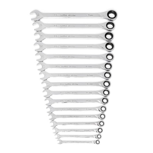 Gearwrench, 16 Pc. 72-Tooth 12 Point XL Ratcheting Combination Metric Wrench Set