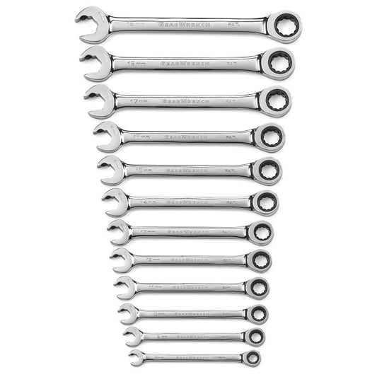 Gearwrench, 12 Pc. 72-Tooth 12 Point Open End Ratcheting Metric Wrench Set
