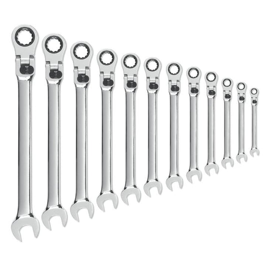Gearwrench, jeu de 12 clés mixtes métriques à cliquet flexibles verrouillables XL, 72 dents et 12 pans