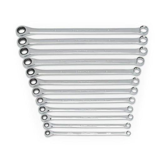 Clé à cliquet GearWrench, jeu de 12 clés métriques à cliquet doubles GearBox XL, 72 dents et 12 pans