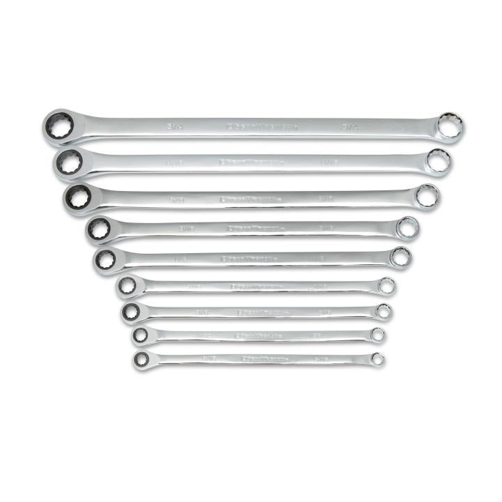 Clé à cliquet GearWrench, jeu de 9 clés à cliquet SAE à double boîte GearBox XL, 72 dents et 12 pans