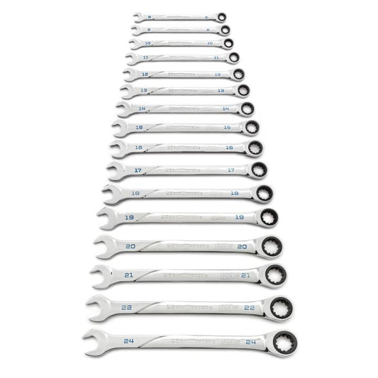 Gearwrench, jeu de 16 clés mixtes à cliquet universelles métriques 120XP à cannelures XL
