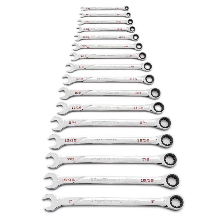 Gearwrench, jeu de 16 clés mixtes à cliquet universelles SAE 120XP XL à cannelures universelles