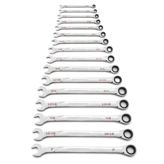 Gearwrench, jeu de 16 clés mixtes à cliquet universelles SAE 120XP XL à cannelures universelles