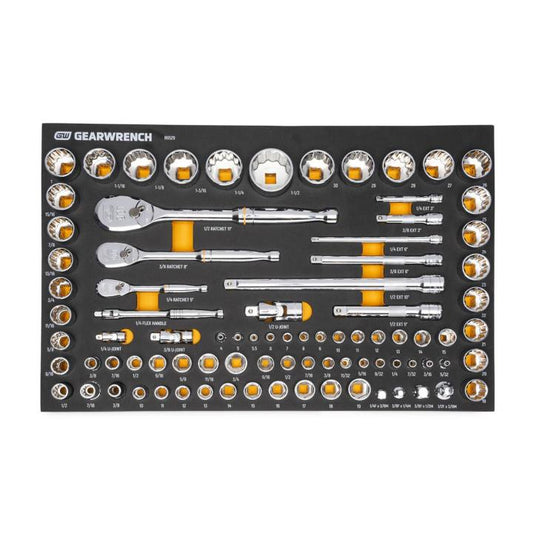 Gearwrench, 83 pièces, 90 dents, 1/4", 3/8", 1/2", SAE/métrique, avec plateau en mousse EVA
