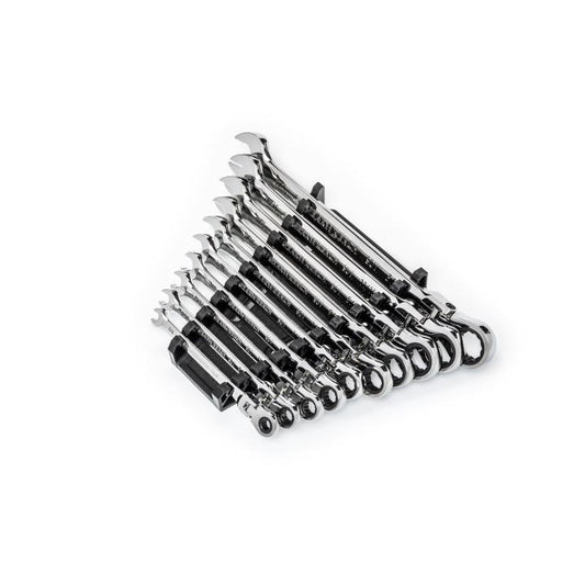 Gearwrench, 10 Pc. 90-Tooth 12 Point Flex Ratcheting Combination SAE Wrench Set