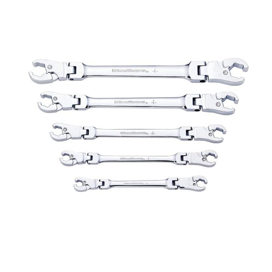 Gearwrench, 5 Pc. Ratcheting Flex Head Flare Nut SAE Wrench Set