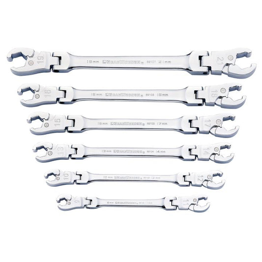 Gearwrench, jeu de 6 clés à cliquet flexibles et écrous évasés métriques