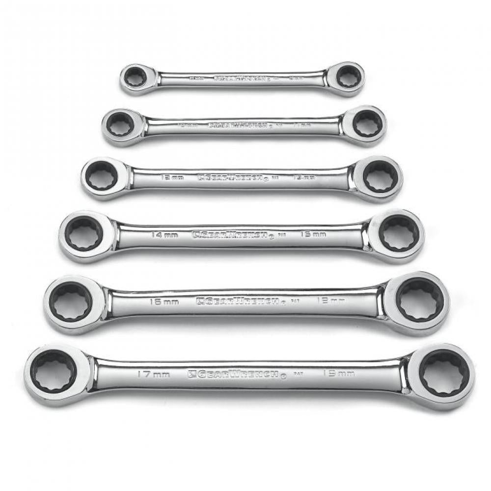6-Piece Double Box End Metric Ratcheting Wrench Set