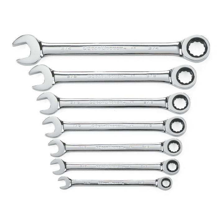 Gearwrench, 7 Pc. 72-Tooth 12 Point Ratcheting Combination SAE Wrench Set