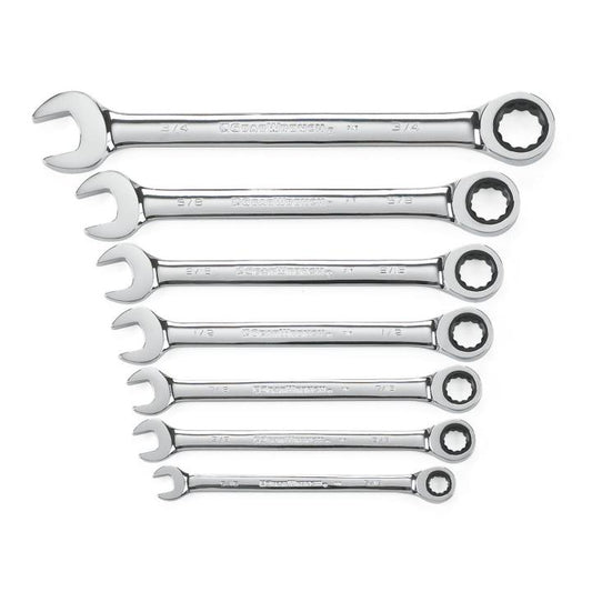 Gearwrench, 7 Pc. 72-Tooth 12 Point Ratcheting Combination SAE Wrench Set