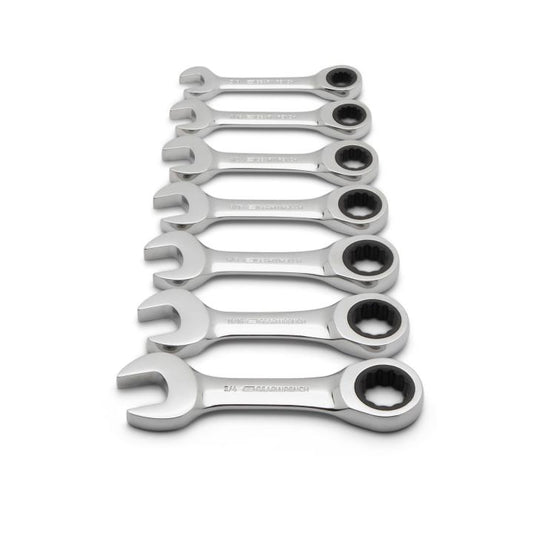 Gearwrench, jeu de 7 clés mixtes à cliquet courtes SAE, 72 dents et 12 pans