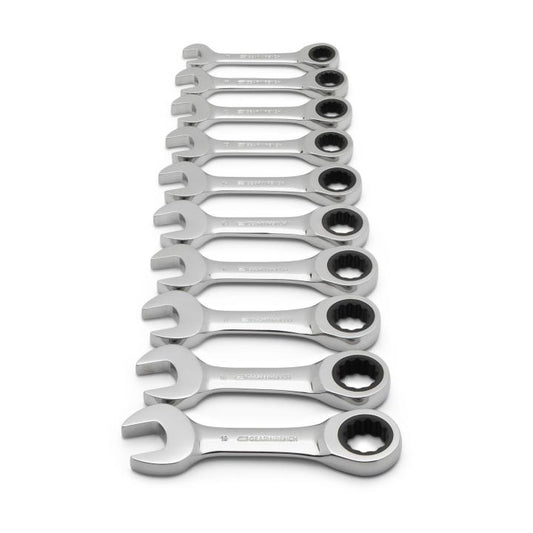 Gearwrench, jeu de 10 clés mixtes à cliquet courtes métriques à 72 dents et 12 pans