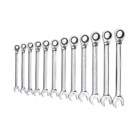 Gearwrench, jeu de 12 clés mixtes métriques réversibles à cliquet, 72 dents et 12 pans