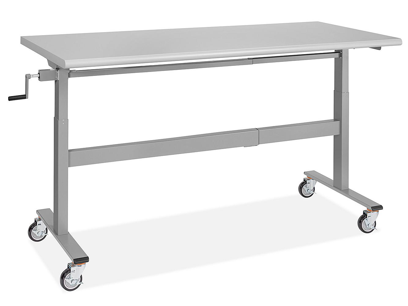 Manual Adjustable Height Workbench - Mobile, 72 x 30", Laminate Top