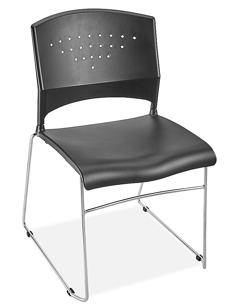 Plastic Stackable Chair, Black, 18 x 17", 300 lbs Capacity