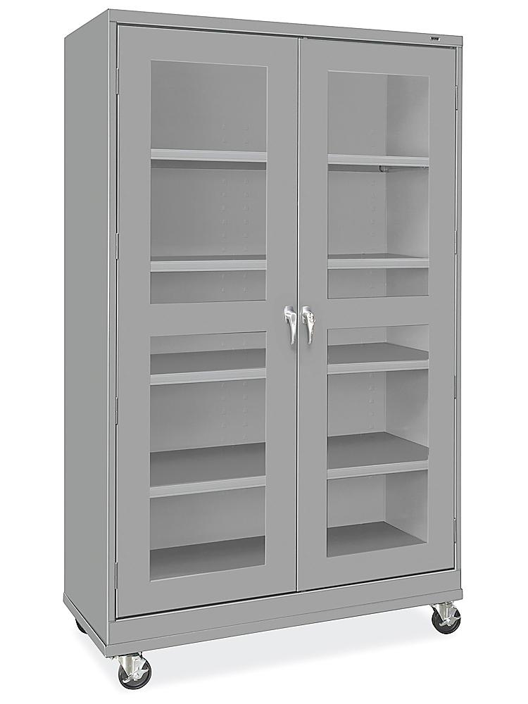 Clear-View Mobile Storage Cabinet - 48 x 24 x 84", Unassembled, Gray