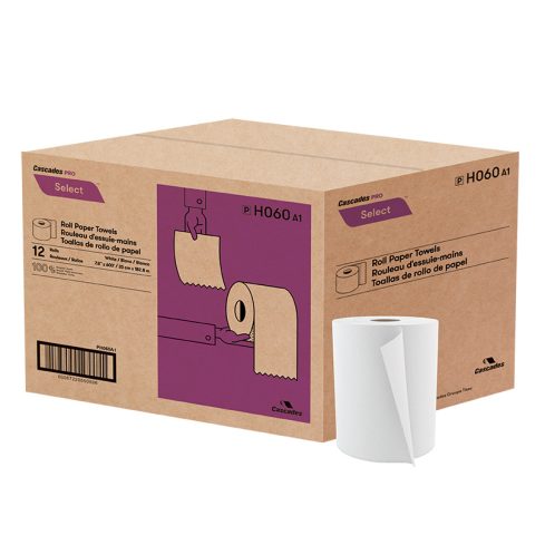 Essuie-mains en rouleaux Blanc, 8''X600' X1-3/4 CO, 12rol/cs