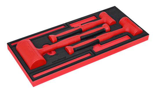 3 pc Soft Grip Dead Blow Hammer Set with PRO-FI™ Organization (12, 32, 56 oz) (Red)