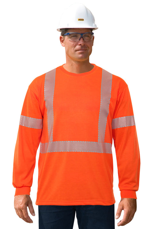 HV-109 Hi-Viz, Long Sleeve Shirt, Orange, Polyester, 3XLarge