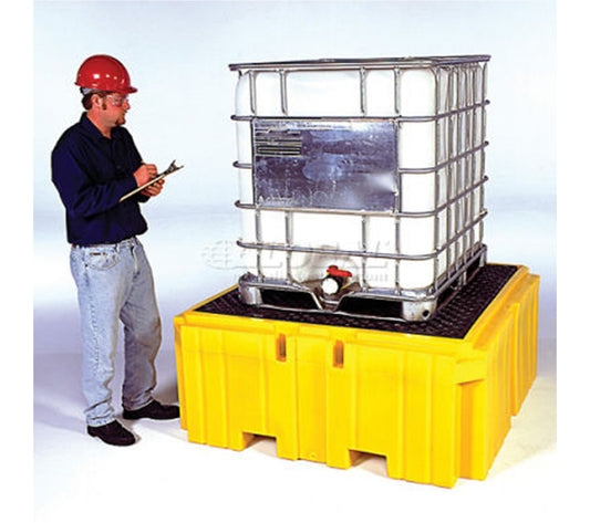 IBC Spill Pallet Without Drain, Yellow, Polyethylene, 62″ X 62″ X 28″