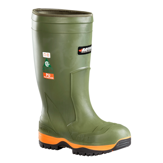 Icebear Men's Winter Boots, 15.5" No Metal PU, 50°C, Green, Size 8