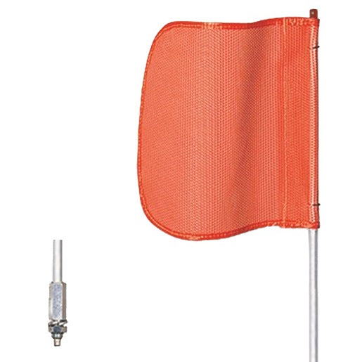 Safety Flag with Warning Whip, Orange, Nylon Mesh & Fiberglass Resin, 12" x 11" Flag, 3' Whip