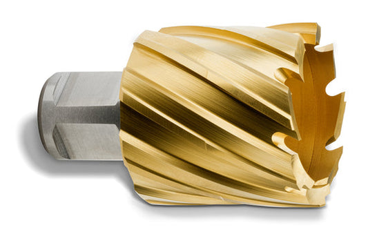 Annular Cutter With 3/4 Straight Shank, HSS, TiN Coated, 1-3/8" x 1"