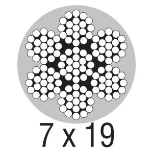 PVC Coated Cable 7x19 Galvanized 1/8 to 3/16 Inch Clear