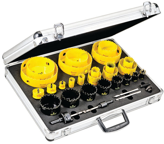 31 Piece Bi-Metal/Carbide Tipped/Cordless Smooth Cut Electrician's Hole Saw Kit With Aluminum Case