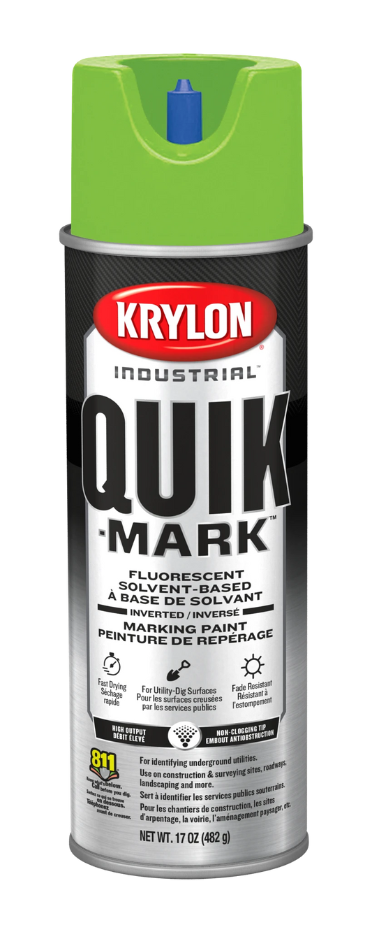 Krylon Quik-Mark Inverted Marking Paint, Yellow, Solvent-Based, 17oz