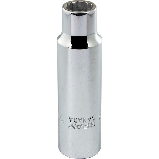 Douille profonde 1/2" - 7/16" hexagonale, 12 pans