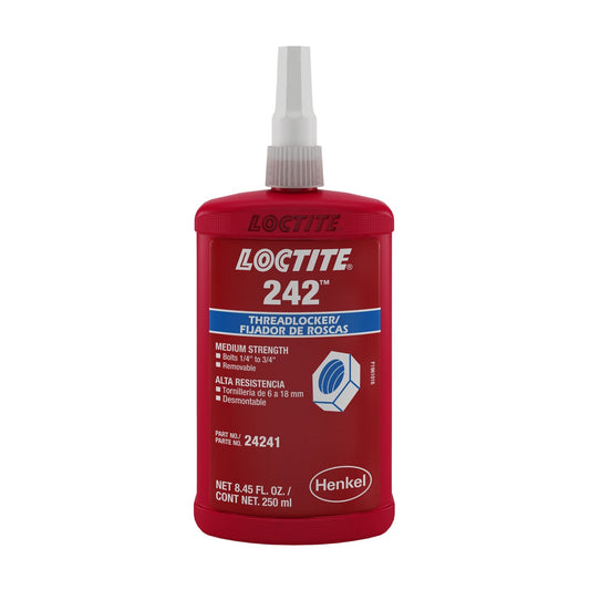 LOCTITE® 242, Medium Strength, Medium Viscosity Thixotropic Threadlocking Adhesive, 250 ml Bottle