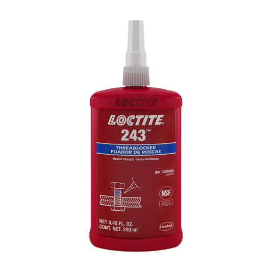 LOCTITE® 243, Blue, Medium Strength Threadlocking Adhesive, 250 ml Bottle