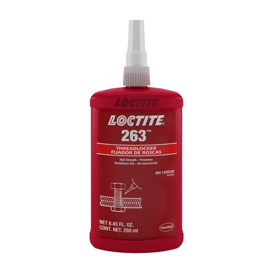 LOCTITE® 263, Red, Dual Cure Acrylic Dimethacrylate Ester Fluorescent Threadlocker, 250 ml Bottle