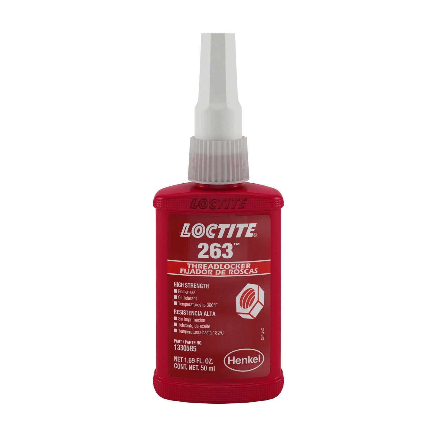 LOCTITE® 263, Red, Dual Cure Acrylic Dimethacrylate Ester Fluorescent Threadlocker, 50 ml Bottle