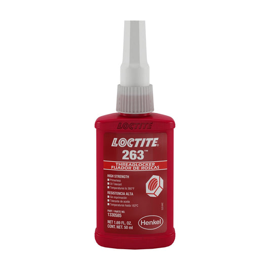 LOCTITE® 263, Red, Dual Cure Acrylic Dimethacrylate Ester Fluorescent Threadlocker, 50 ml Bottle