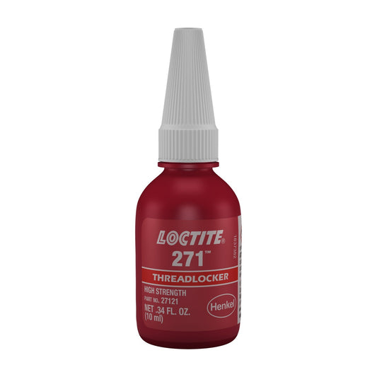 LOCTITE® 271, High Strength, Low Viscosity, Red, Methacrylate-Based Threadlocking Adhesive, 10 ml Bottle