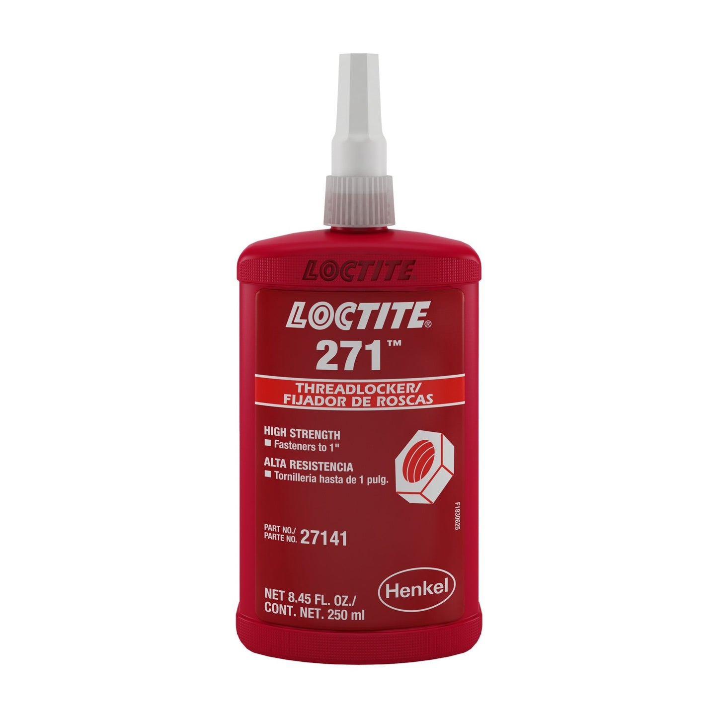 LOCTITE® 271, High Strength, Low Viscosity, Red, Methacrylate-Based Threadlocking Adhesive, 250 ml Bottle