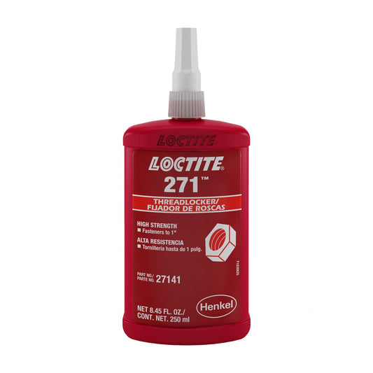 LOCTITE® 271, High Strength, Low Viscosity, Red, Methacrylate-Based Threadlocking Adhesive, 250 ml Bottle