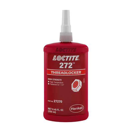 LOCTITE® 272, High Strength, Medium Viscosity, Red, Methacrylate-Based Threadlocking Adhesive, 250 ml Bottle