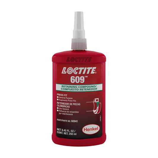 LOCTITE® 609, Green, High Strength Methacrylate Ester Acrylic Retaining Compound, 250 ml Bottle