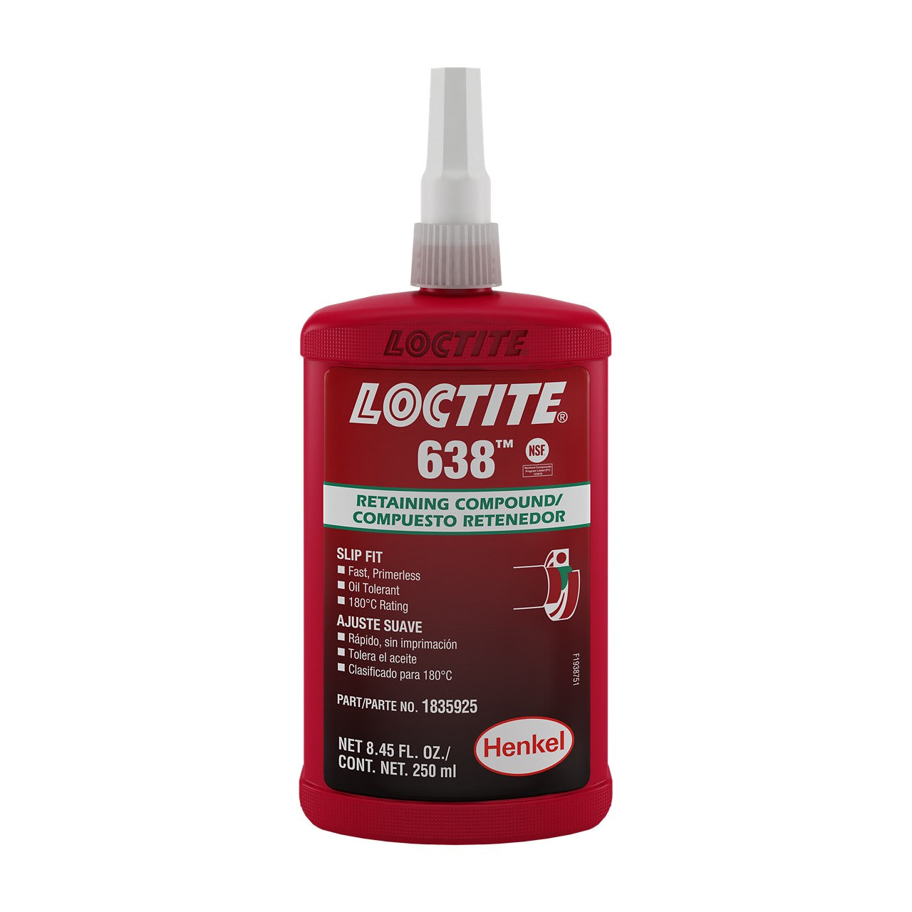 LOCTITE® 638, High Strength, Fast Curing, General Purpose Retaining Compound, 250 ml Bottle
