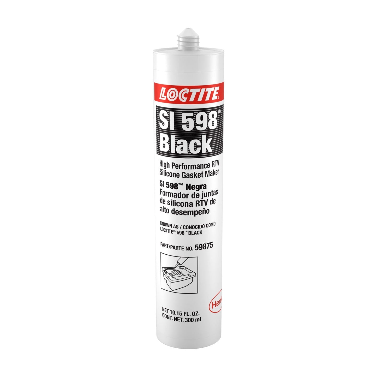 LOCTITE® SI 598, Metallic Black, 1-Part, Thixotropic, Room Temperature Vulcanizing Oxime Silicone Paste Sealant., 300 ml Standard Cartridge