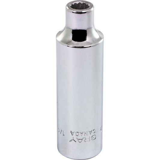 Socket - Deep, 3/8" Drive, 1/4" Hex, 12-Point