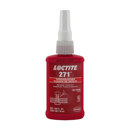 LOCTITE® 271, High Strength, Low Viscosity, Red, Methacrylate-Based Threadlocking Adhesive, 50 ml Bottle