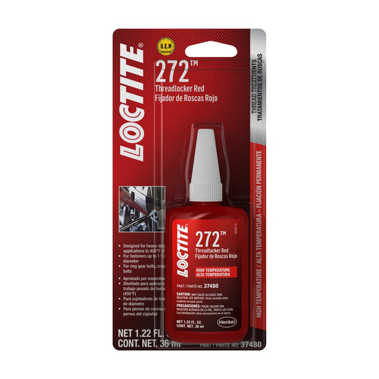 LOCTITE® 272, High Strength, Medium Viscosity, Red, Methacrylate-Based Threadlocking Adhesive, 50 ml Bottle