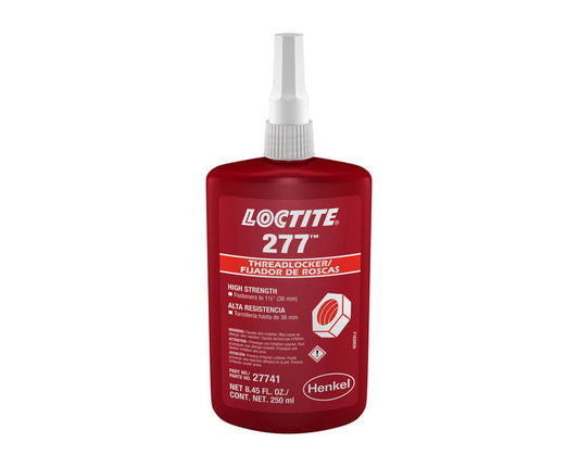 LOCTITE® 277, High Strength, High Viscosity, Red, Methacrylate-Based Threadlocking Adhesive, 250 ml Bottle